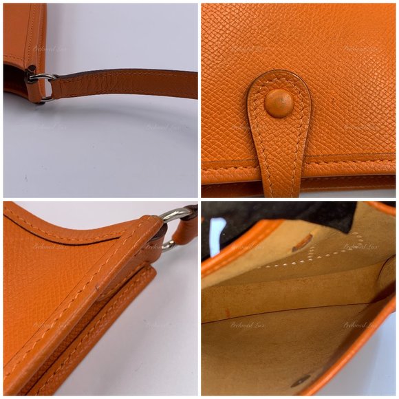 Authentic HERMES Orange Epsom Mini Evelyne TPM Crossbody Bag - Picture 12 of 16